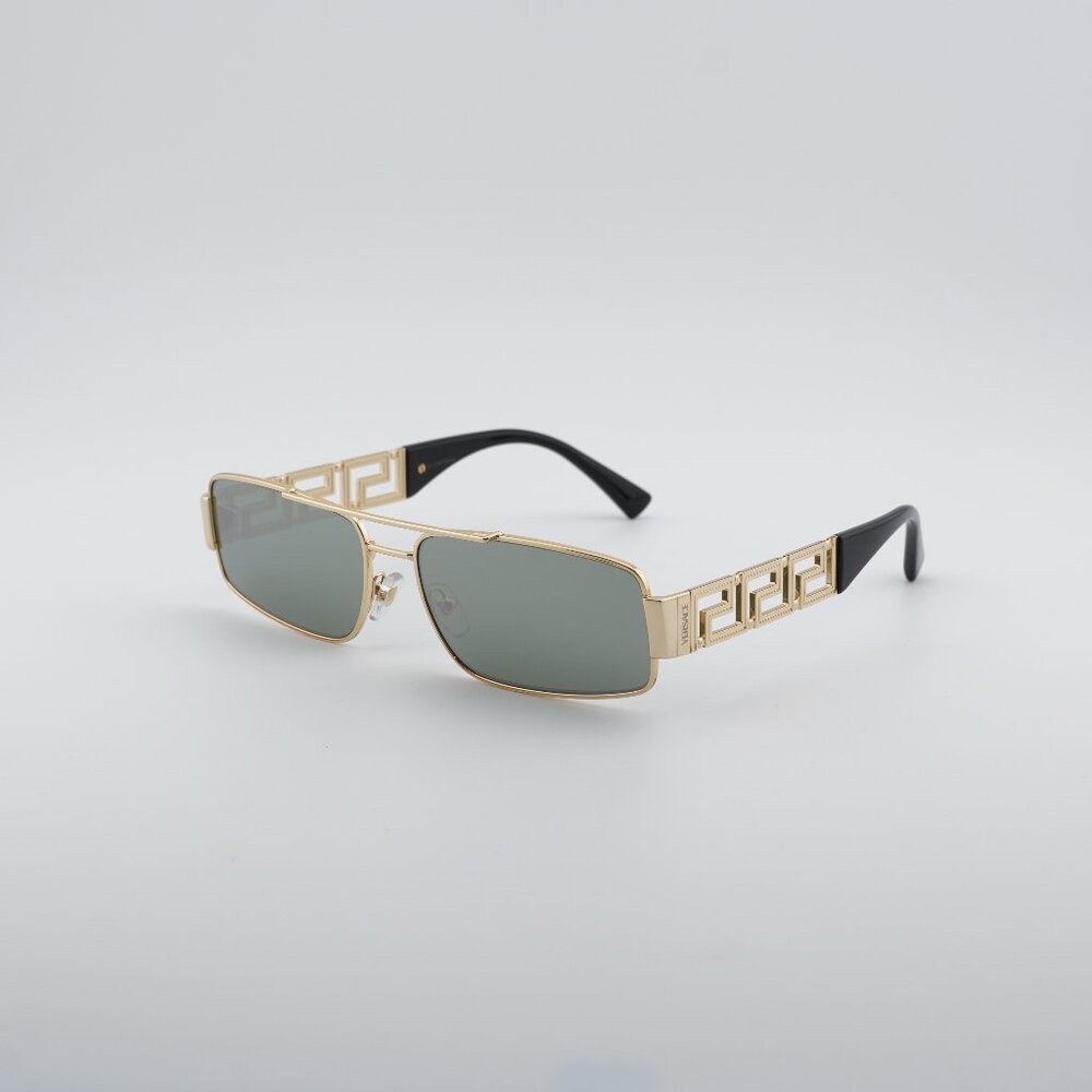 Versace VE2257 100230 Sunglasses Gold Rectangle Frame,Green Mirror Silver Lenses